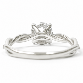 Round Brilliant Pavé Ring – Lab Grown Diamond – 14K/18K White Gold – 28 Side Stones