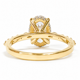 Oval Brilliant with Pavé Marquise Band – Lab-Grown Diamond – 14K/18K Yellow Gold – 30 Side Stones