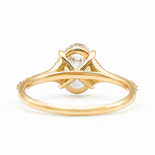 Oval Brilliant Split Pavé Ring – Lab Grown Diamond – 14K/18K Yellow Gold – 24 Side Stones