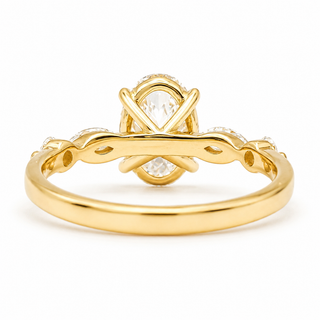 Oval Brilliant with Marquise Band Ring – Lab-Grown Diamond – 14K/18K Yellow Gold – 4 Side Stones