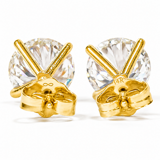 Round Brilliant Earrings – Lab Grown Diamonds – 14K/18K Yellow Gold – Stud Earrings