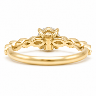 Round Brilliant Pavé Ring – Lab Grown Diamond – 14K/18K Yellow Gold – 18 Side Stones