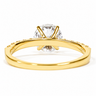 Round Brilliant Pavé Ring – Lab Grown Diamond – 14K/18K Yellow Gold – 12 Side Stones