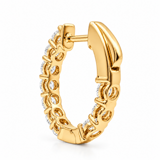 Round Brilliant Hoop Earrings – Lab Grown Diamonds – 14K/18K Gold - 15m"m