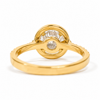 Round Brilliant Pavé with Halo Ring – Lab-Grown Diamond– Lab Grown Diamond – 14K/18K Yellow Gold – 38 Side Stones