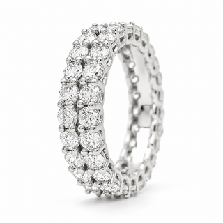 Round Brilliant 2 Row Eternity Ring – Lab Grown Diamond – 14K/18K White Gold