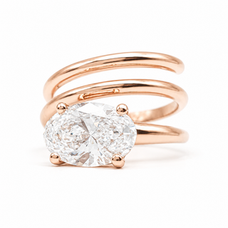 Oval Brilliant Spiral Solitaire Ring – Lab Grown Diamond – 14K/18K Rose Gold