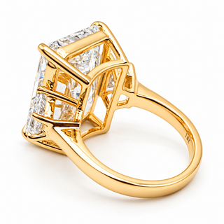 Emerald Cut 10.89 Carat Lab-Grown Diamonds Ring | IGI Certified | 8.64 Gram 18K Yellow Gold