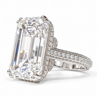 Emerald Cut 11.84 Carat Lab-Grown Diamonds Ring | IGI Certified | 8.22 Gram 18K White Gold