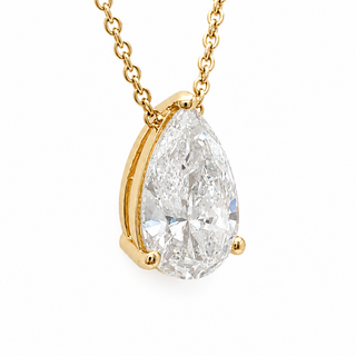 Pear Shape – Lab Grown Diamond – 14K Gold – Solitaire Necklace