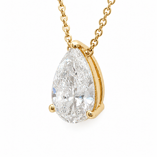 Pear Shape – Lab Grown Diamond – 14K Gold – Solitaire Necklace