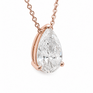 Pear Shape – Lab Grown Diamond – 14K Gold – Solitaire Necklace