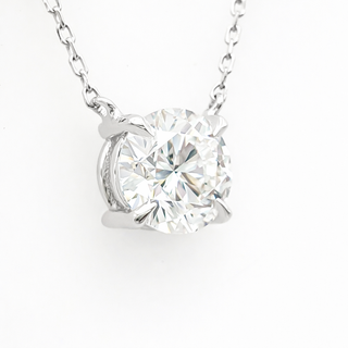 Round Brilliant – Lab Grown Diamond – 14K/18K White Gold – Solitaire Necklace