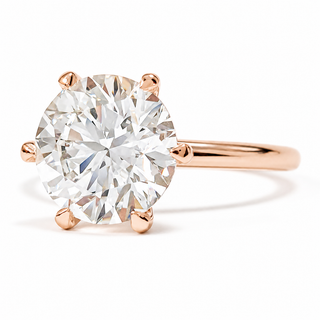 Round Brilliant 6 Prong Solitaire Ring – Lab Grown Diamond – 14K/18K Rose Gold
