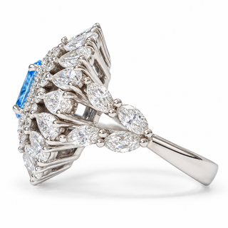 Oval Brillaint Cut 6.70 Carat Lab-Grown Diamonds Cocktail Ring | IGI Certified | 9.23 Gram 14K White Gold