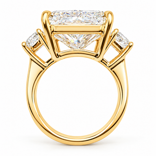 Emerald Cut 10.89 Carat Lab-Grown Diamonds Ring | IGI Certified | 8.64 Gram 18K Yellow Gold