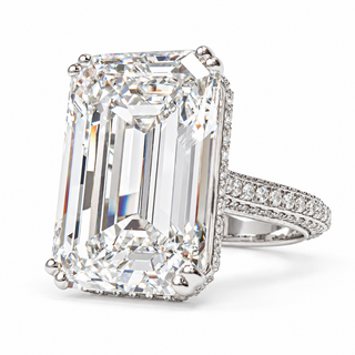Emerald Cut 11.84 Carat Lab-Grown Diamonds Ring | IGI Certified | 8.22 Gram 18K White Gold