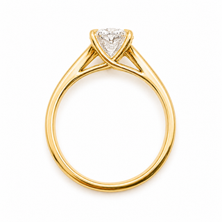 Oval Brilliant Split Band Solitaire Ring – Lab Grown Diamond – 14K/18K Yellow Gold