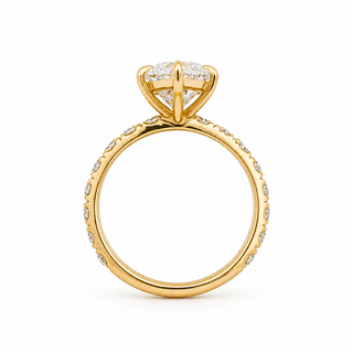 Marquise Brilliant Pavé Ring – Lab Grown Diamond – 14K/18K Yellow Gold – 16 Side Stones