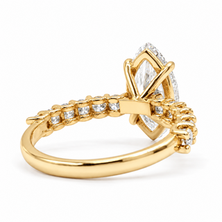 Marquise Brilliant Pavé Ring – Lab Grown Diamond – 14K/18K Gold – 12 Side Stones