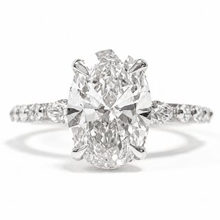 Oval Brilliant with Pavé Marquise Band – Lab-Grown Diamond – 14K/18K Gold – 30 Side Stones