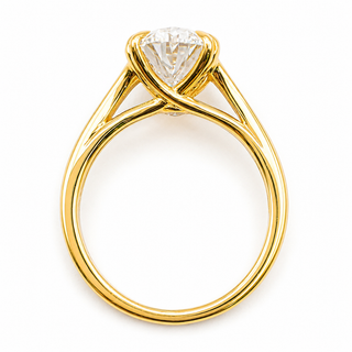 Oval Brilliant Split Band Solitaire Ring – Lab Grown Diamond – 14K/18K Yellow Gold - 1 Side Stone
