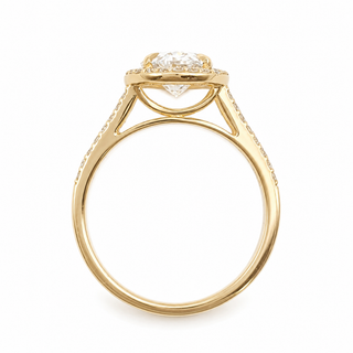 Oval Brilliant Split Pavé with Halo Ring  – Lab Grown Diamond – 14K/18K Yellow Gold – 54 Side Stones