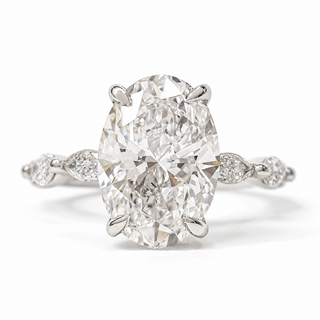 Oval Brilliant with Marquise Band and Hidden Halo Ring – Lab-Grown Diamond – 14K/18K Gold – 20 Side Stones