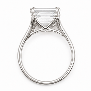 Emerald Cut Split Solitaire Ring – Lab-Grown Diamond – 14K/18K White Gold