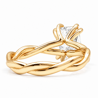 Radiant Cut Split Spiral Band Solitaire Ring – Lab Grown Diamond – 14K/18K Gold