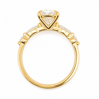 Oval Brilliant with Marquise Band Ring – Lab-Grown Diamond – 14K/18K Yellow Gold – 4 Side Stones