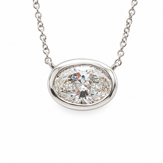 Oval Brilliant – Lab Grown Diamond – 14K Gold – Solitaire Necklace Bezel Setting