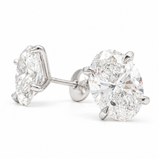 Oval Brilliant Earrings – Lab Grown Diamonds – 14K Gold – Alpha Spring Stopper
