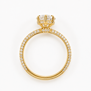 Pear Shape Three Row Pavé Ring with Hidden Halo – Lab Grown Diamond – 14K/18K Yellow Gold – 133 Side Stones