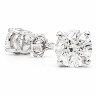 Round Brilliant Earrings – Lab Grown Diamonds – 14K/18K White Gold – Basket Stud Earrings