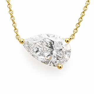 Pear Shape – Lab Grown Diamond – 14K/18K Yellow Gold – Solitaire Necklace