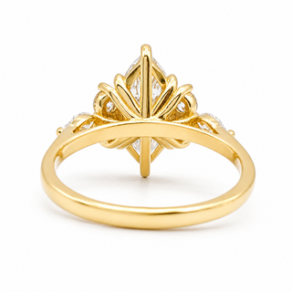 Marquise Brilliant Pavé Ring – Lab Grown Diamond – 14K/18K Yellow Gold – 6 Side Stones