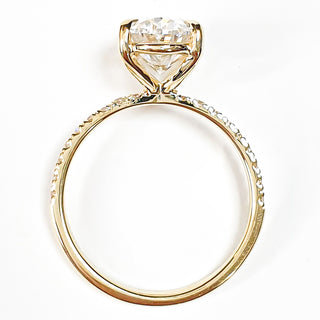 Oval Brilliant Pavé Ring – Lab Grown Diamond – 14K/18K Yellow Gold – 18 Side Stones