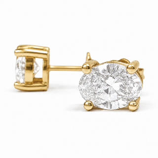 Oval Brilliant Earrings – Lab Grown Diamonds – 14K/18K Yellow Gold – Stud Earrings