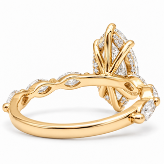 Marquise Brilliant with Marquise Band and Hidden Halo Ring – Lab-Grown Diamond – 14K/18K Gold – 26 Side Stones
