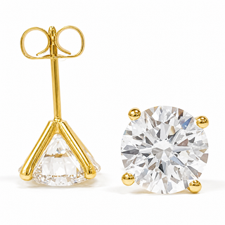 Round Brilliant Earrings – Lab Grown Diamonds – 14K/18K Yellow Gold – Stud Earrings