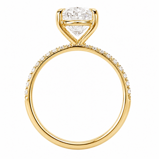 Oval Brilliant Pavé Ring – Lab Grown Diamond – 14K/18K Gold – 18 Side Stones