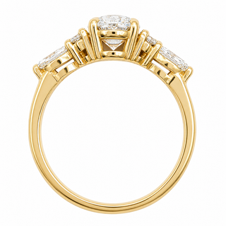 Oval Brilliant with Marquise Band – Lab-Grown Diamond – 14K/18K Yellow Gold – 6 Side Stones