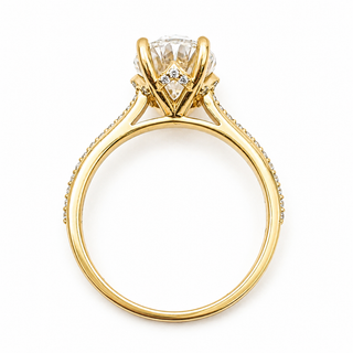 Oval Brilliant Split Pavé Ring – Lab Grown Diamond – 14K/18K Gold – 36 Side Stones