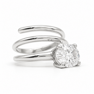 Oval Brilliant Spiral Solitaire Ring – Lab Grown Diamond – 14K/18K White Gold