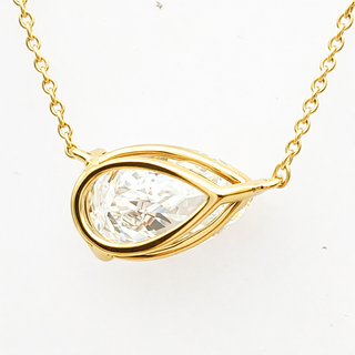 Pear Shape – Lab Grown Diamond – 14K/18K Yellow Gold – Solitaire Necklace