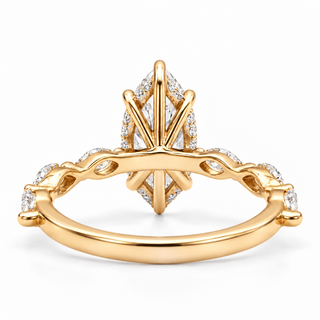 Marquise Brilliant with Marquise Band and Hidden Halo Ring – Lab-Grown Diamond – 14K/18K Gold – 26 Side Stones