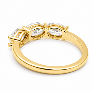 Oval Brilliant 3 Stone Crown Ring – Lab Grown Diamond – 14K/18K Yellow Gold