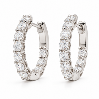 Round Brilliant Hoop Earrings – Lab Grown Diamonds – 14K/18K Gold - 15m"m