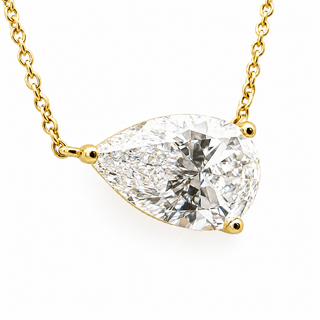 Pear Shape – Lab Grown Diamond – 14K/18K Yellow Gold – Solitaire Necklace
